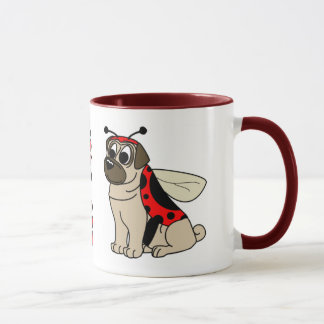 Tasse de carlin d'amour de bande dessinée