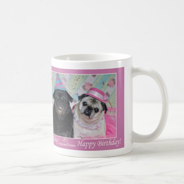 Tasse de carlin de partie de joyeux anniversaire (Droite)
