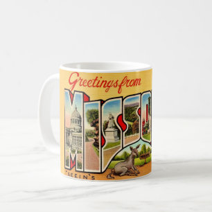 Tasse de carte postale de bienvenue vintage du Mis