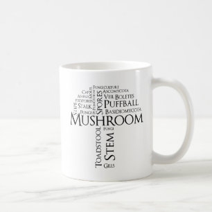 Tasse de champignon de mot (texte noir)