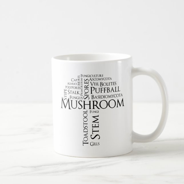 Tasse de champignon de mot (texte noir) (Droite)