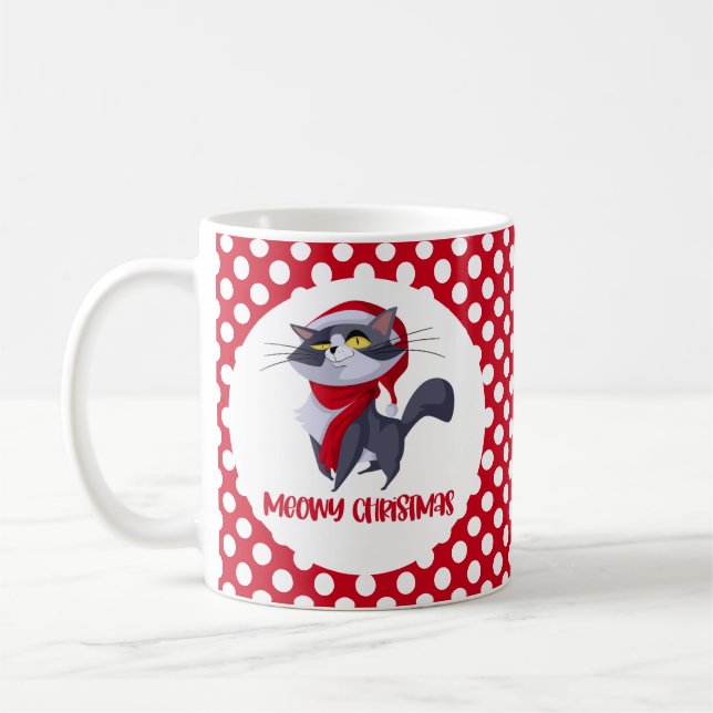 Tasse de chat de Noël Meowy joyeux (Gauche)