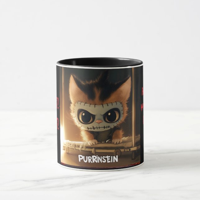 Tasse de chat drôle d'Halloween Purrinstein (Centre)