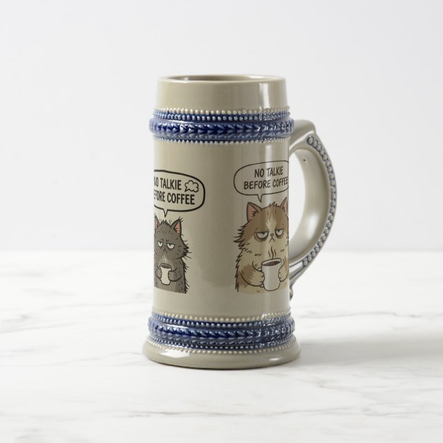 Tasse de chat drôle « Pas de parlotte avant le caf (Devant droit)
