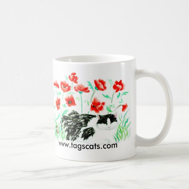 Tasse de chat et de pavots (Droite)