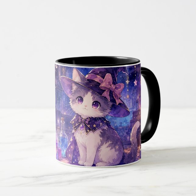 Tasse de chaton sorcière mignon (Devant droit)