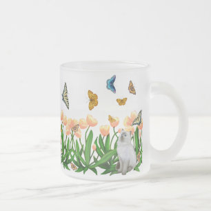Tasse de chats de jardin de papillon de ressort