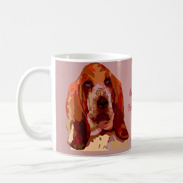 Tasse de chien de basset-hound dans des couleurs (Gauche)