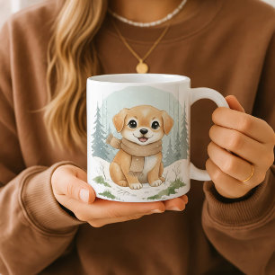 Tasse de chiot, Cadeau de chien à l'aquarelle, Art