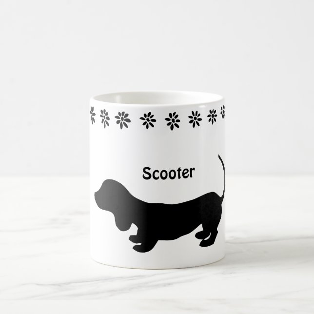 Tasse de chiot teckel silhouette noir et blanc (Centre)