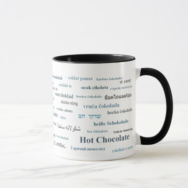 Tasse de chocolat chaud dans différentes langues (Droite)