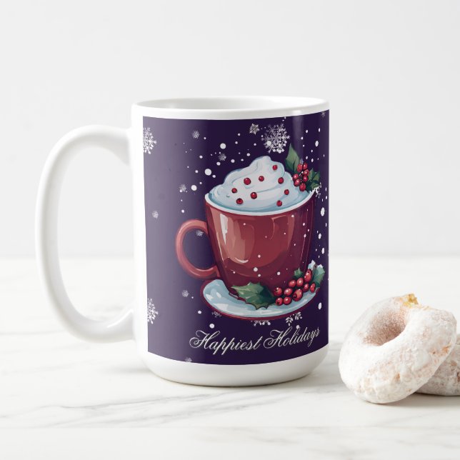 Tasse de Chocolat Chaud de Noël | Mug à Café Viole (Avec donut)