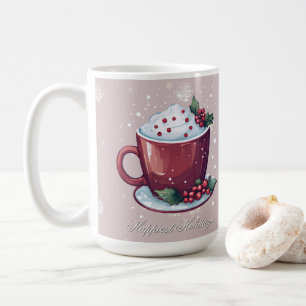 Tasse de chocolat chaud de Noël Tasse rose blush