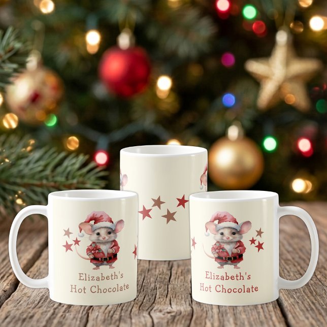Tasse de chocolat chaud Noël nom souris marron (Créateur téléchargé)