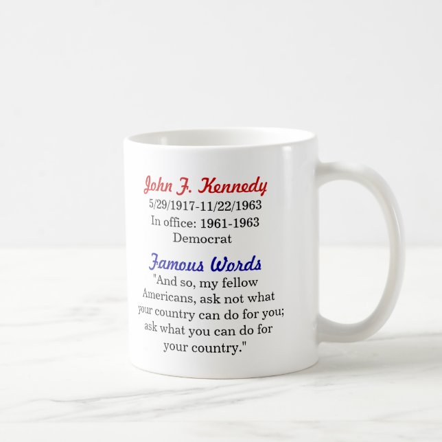 Tasse de citation de John F. Kennedy (Droite)