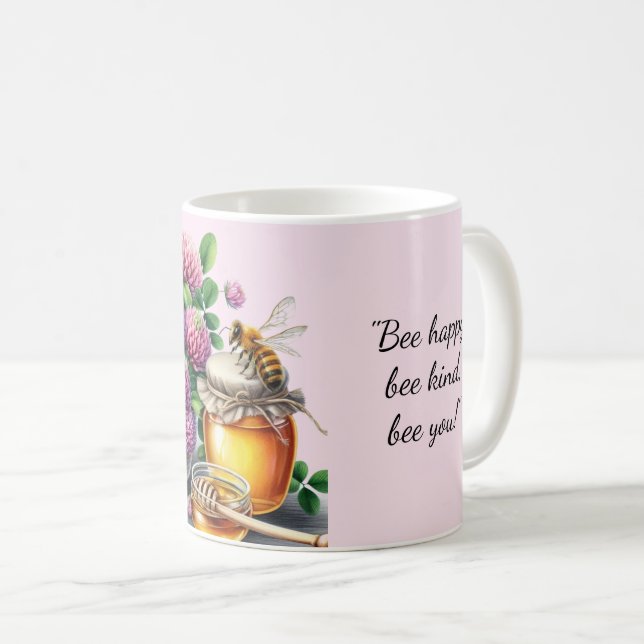 Tasse de citation inspirante de fleur de trèfle ab (Devant droit)