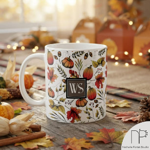 Tasse de citrouille à monogramme de récolte d'auto