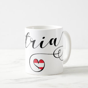 Tasse de coeur de l'Autriche, drapeau autrichien