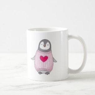 Tasse de coeur de pingouin personnalisée par tasse