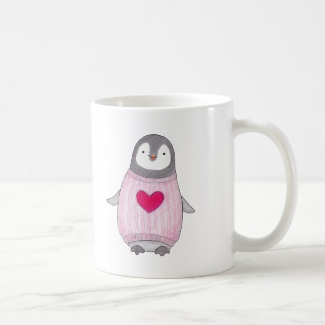 Tasse de coeur de pingouin personnalisée par tasse (Droite)