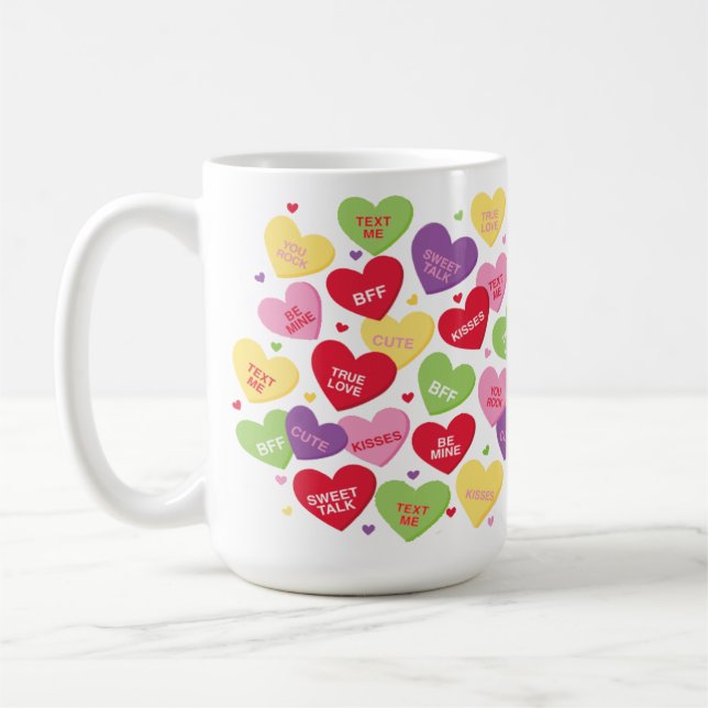Tasse de coeurs de conversation de Saint-Valentin (Gauche)