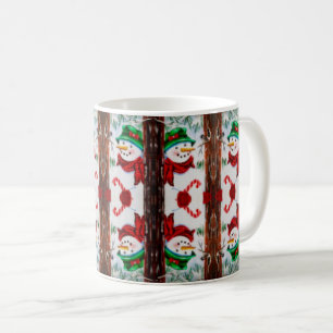 Tasse de collage de bonhomme de neige heureux