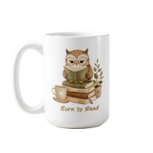 Tasse de conception d'amour de livre de hibou mign
