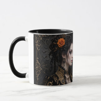 Tasse de couple Halloween Rose Orange Gothique - R