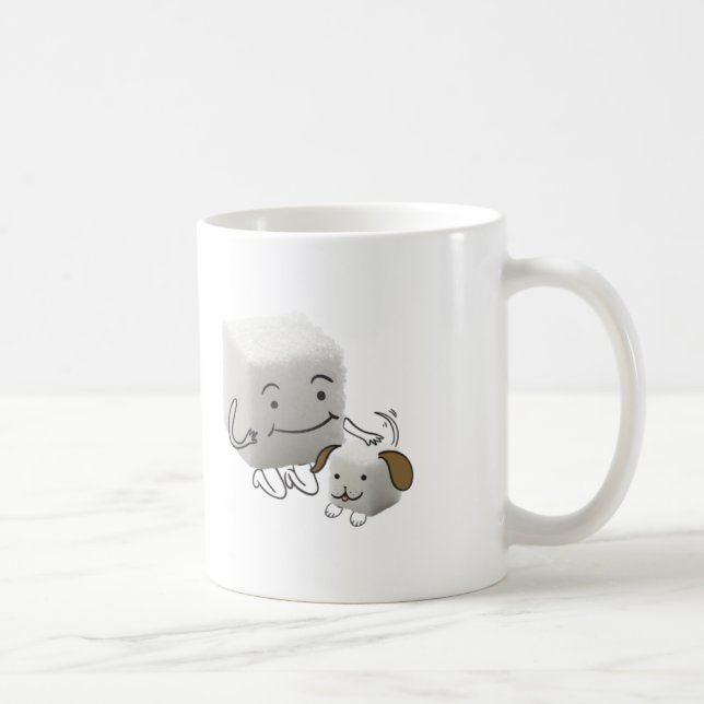 Tasse de cube en sucre avec le chien de cube en (Droite)