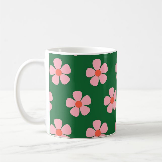 Tasse de cuisine printanière rétro vert Y2K fleur  (Gauche)