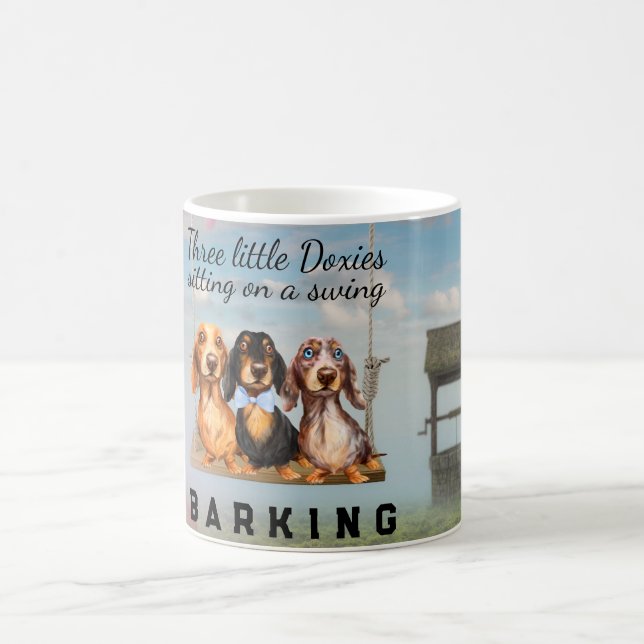 Tasse de Dachshunds aux Cheveux Longs Balançant (Centre)