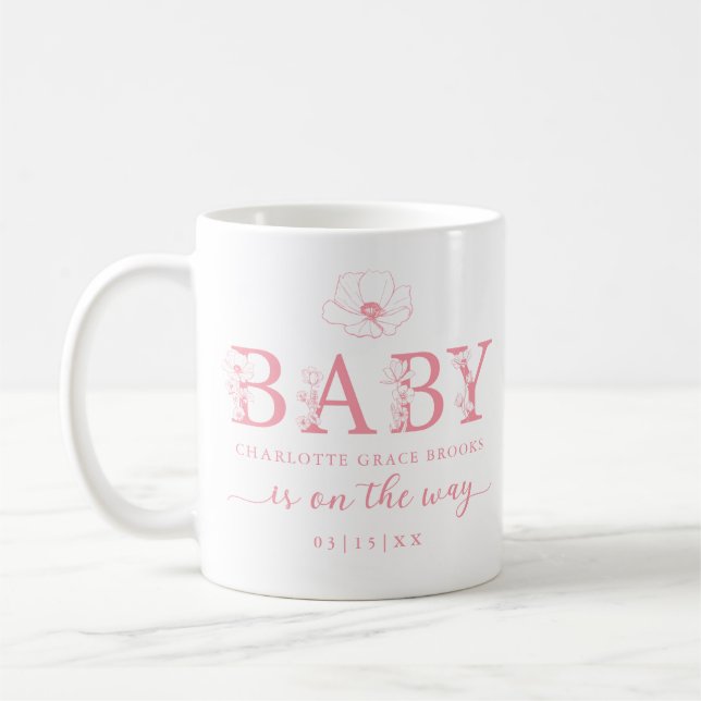 Tasse de déclaration de naissance de bébé Fleur sa (Gauche)