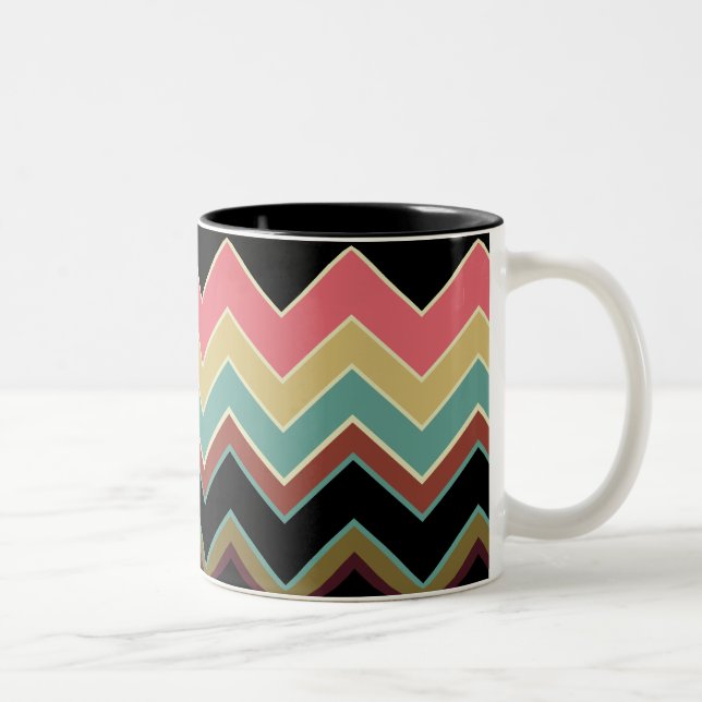 Tasse de décor de concepteur de motif de zigzag - (Droit)