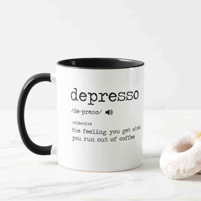 Tasse de définition de Depresso - cadeau drôle (Avec donut)