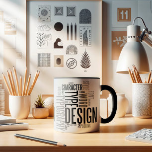 Tasse de design de typographie noire moderne