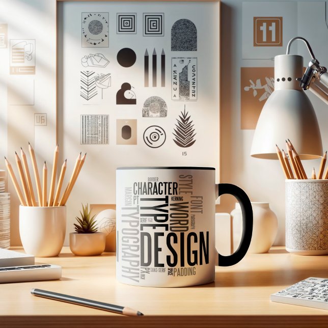 Tasse de design de typographie noire moderne (Créateur téléchargé)