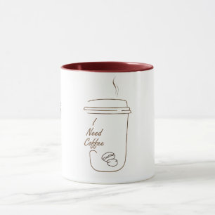 Tasse de dessin animé mignon 'J'ai besoin de café'