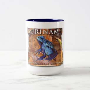 Tasse de deux couleurs avec la grenouille bleue