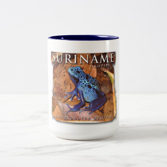 Tasse de deux couleurs avec la grenouille bleue (Centre)