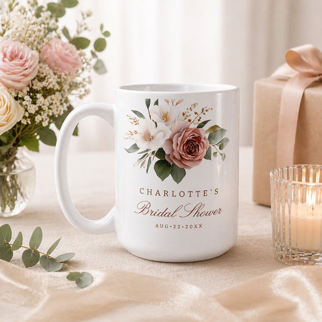 Tasse de douche de mariage florale d'automne – Cad (Bridal Shower Keepsake)