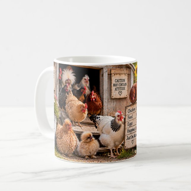 Tasse de ferme drôle avec un poulet de plus (Devant gauche)