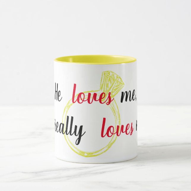 Tasse de fiançailles "Il m'aime" (Centre)