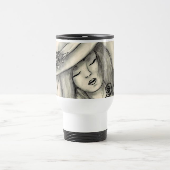 tasse de fille de sommeil de dessin au crayon (Centre)