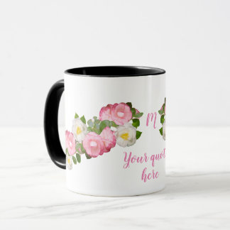 Tasse de fleur avec le texte fait sur commande