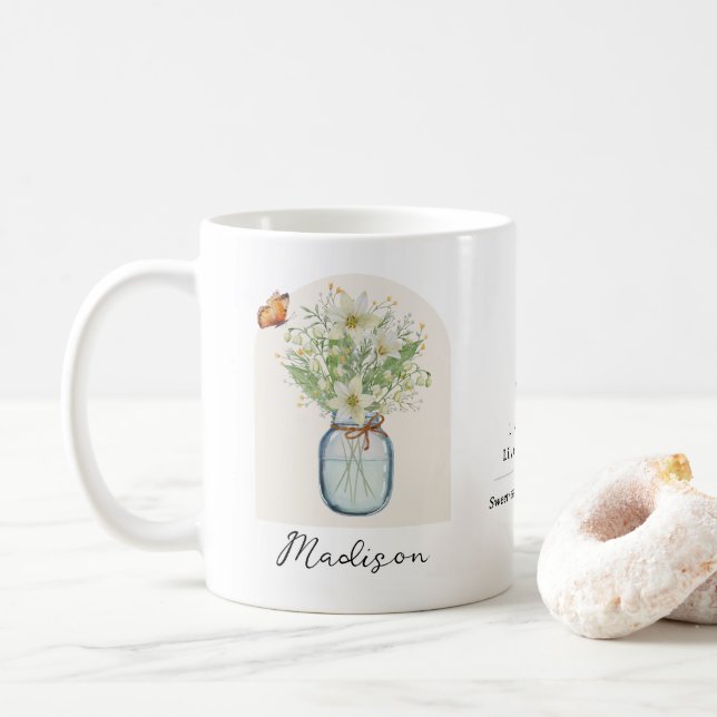 Tasse de fleur de naissance de mai (Avec donut)