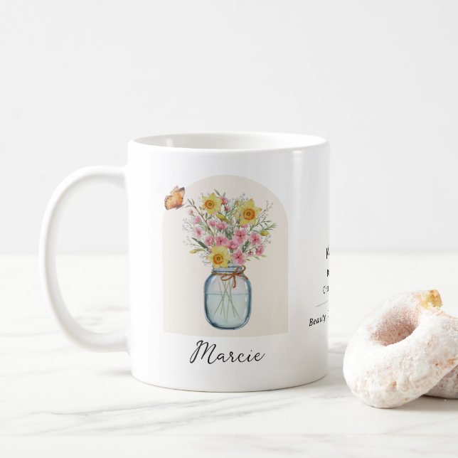 Tasse de fleur de naissance de mars (Avec donut)