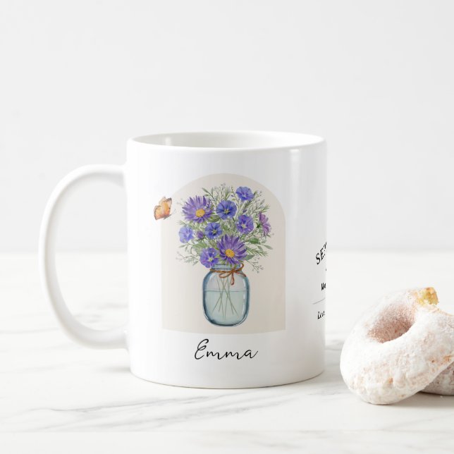 Tasse de fleur de naissance de septembre (Avec donut)