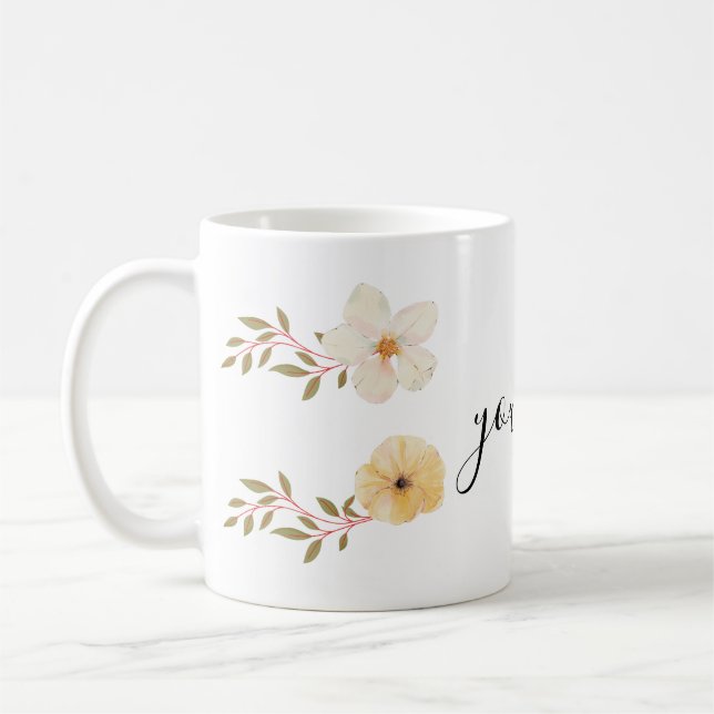 tasse de fleurs avec ton nom (Gauche)