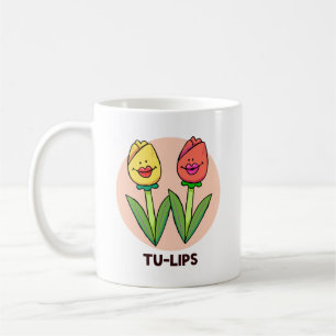 Tasse de fleurs de tulipes avec jeu de mots
