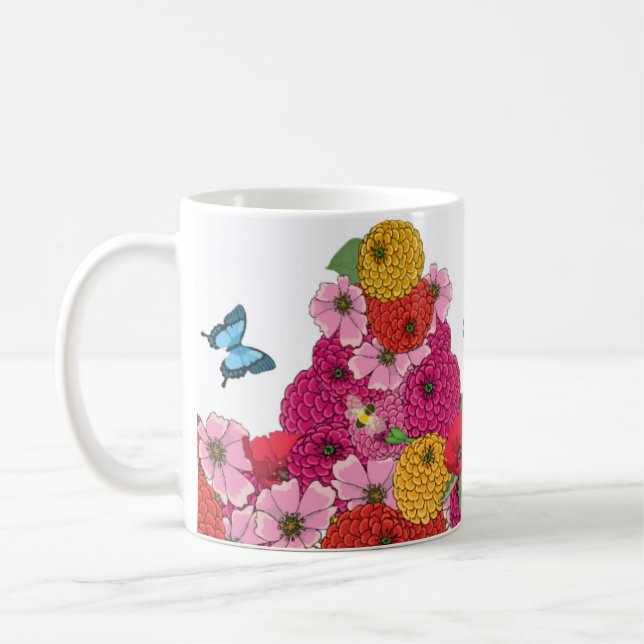 Tasse de fleurs et de papillons de colibris (Gauche)